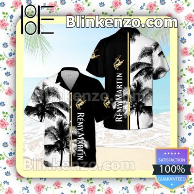 Remy Martin Palm Tree Black White Summer Hawaiian Shirt, Mens Shorts