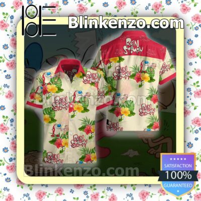 Ren And Stimpy Color Tropical Pattern Summer Shirts