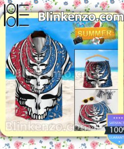 Repeated Grateful Dead Skull Unisex Summer Hawaiian Shirt