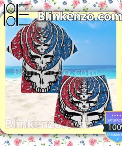 Repeated Grateful Dead Skull Unisex Summer Hawaiian Shirt b