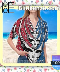 Repeated Grateful Dead Skull Unisex Summer Hawaiian Shirt c