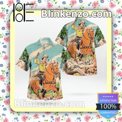 Retro Cowboy Riding Horse Summer Shirts