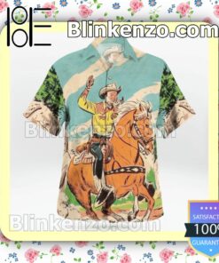 Retro Cowboy Riding Horse Summer Shirts b