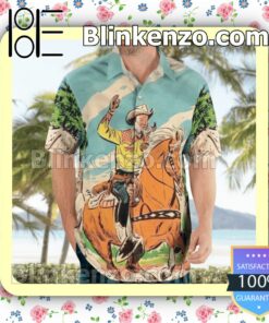 Retro Cowboy Riding Horse Summer Shirts c