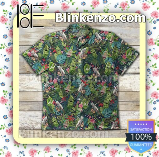 Rick And Morty Green Tropical Leaves Summer Shirt