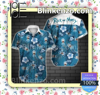 Rick And Morty Wubba Lubba Dub Dub Tropical Floral Blue Summer Shirt