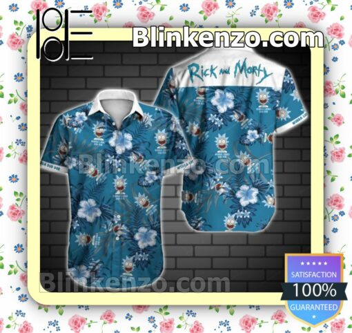 Rick And Morty Wubba Lubba Dub Dub Tropical Floral Blue Summer Shirt