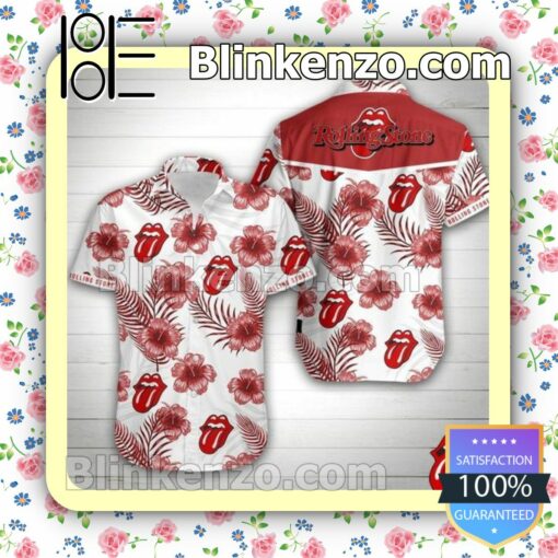 Rolling Stone Red Hibiscus White Summer Shirt