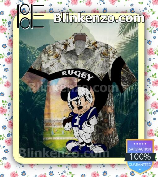 Rugby Mickey Mouse Holding A Football Summer Shirt