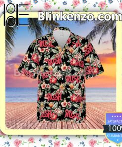 Rush Rock Band Floral Pattern Summer Hawaiian Shirt, Mens Shorts