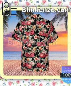 Rush Rock Band Floral Pattern Summer Hawaiian Shirt, Mens Shorts a