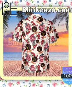 Rush Rock Band Floral Pattern White Summer Hawaiian Shirt, Mens Shorts a