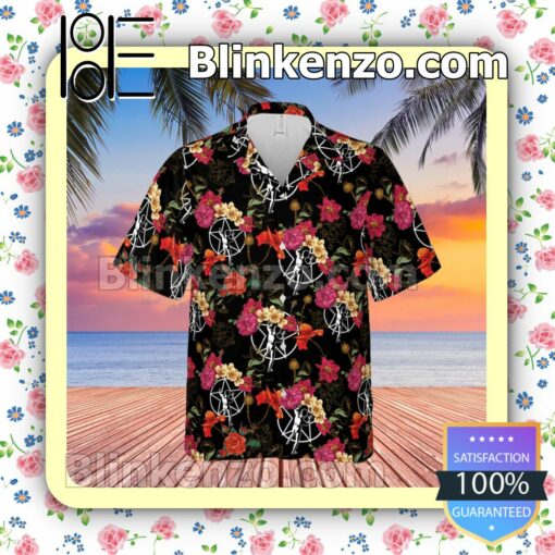 Rush Rock Band Logo Floral Pattern Summer Hawaiian Shirt, Mens Shorts