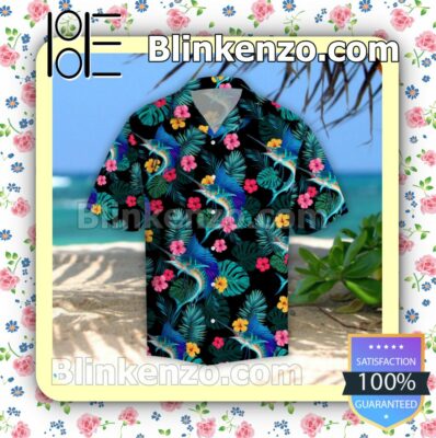 Sailfish Hibiscus Tropical Black Summer Shirt