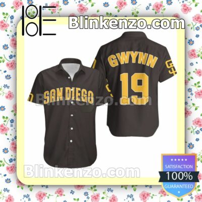 San Diego Padres Tony Gwynn 19 Mlb Dark Brown Jersey Inspired Style Summer Shirt