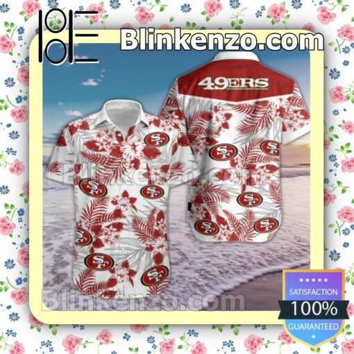 San Francisco 49ers Red Tropical Floral White Summer Shirt