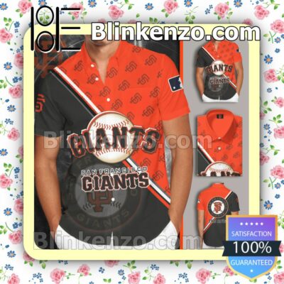 San Francisco Giants Brown Orange Summer Hawaiian Shirt, Mens Shorts