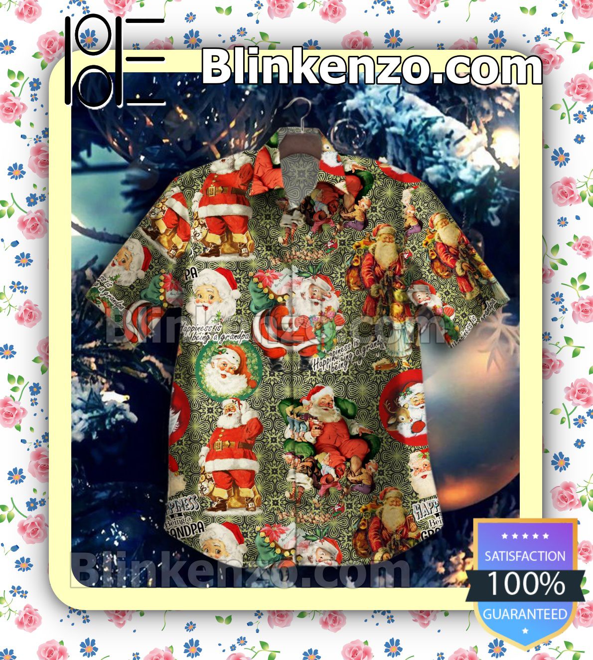 Santa Claus Happiness Is Being A Grandpa Casual Button-down Shirts