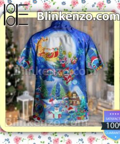 Santa Stitch Disney Christmas Summer Hawaiian Shirt, Mens Shorts a