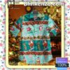 Santa Surfing Mele Kalikimaka Blue And Floral Line Button-down Shirts