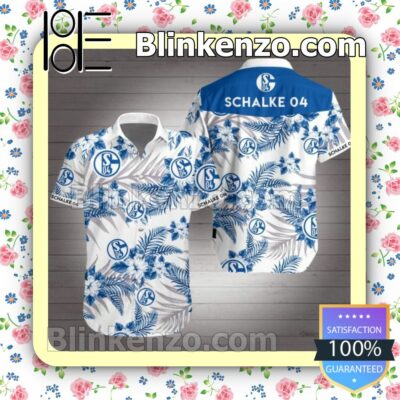 Schalke 04 Blue Tropical Floral White Summer Shirt