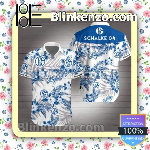 Schalke 04 Blue Tropical Floral White Summer Shirt