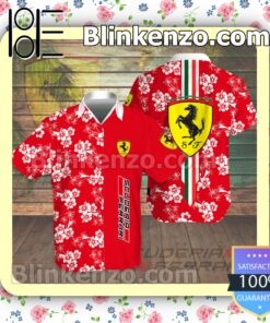 Scuderia Ferrari F1 Racing Flowery Red Summer Hawaiian Shirt a