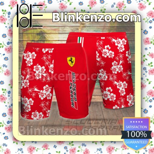 Scuderia Ferrari F1 Racing Flowery Red Summer Hawaiian Shirt b