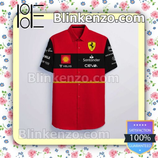 Scuderia Ferrari F1 Racing Santander Ceva Velas Red Summer Hawaiian Shirt a