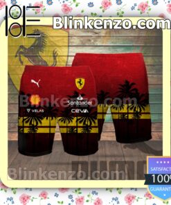 Scuderia Ferrari Palm Tree Sunset Black Red Summer Hawaiian Shirt b