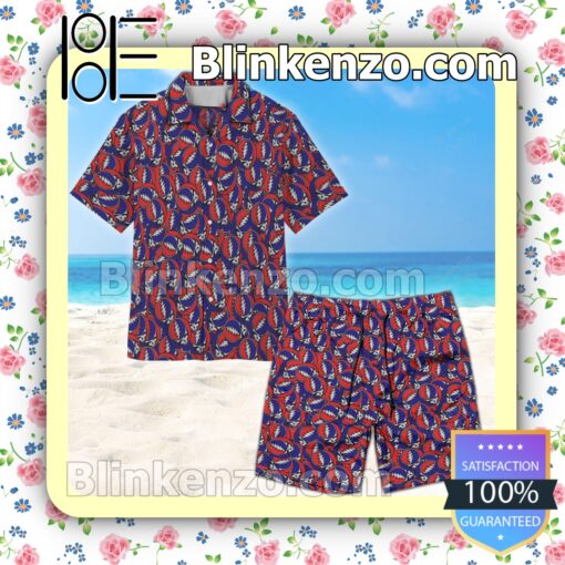 Seamless Grateful Dead Patttern Unisex Summer Hawaiian Shirt a