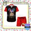 Seven Dwarfs 50th Anniversary Glitter Disney Castle Black Red Summer Hawaiian Shirt, Mens Shorts