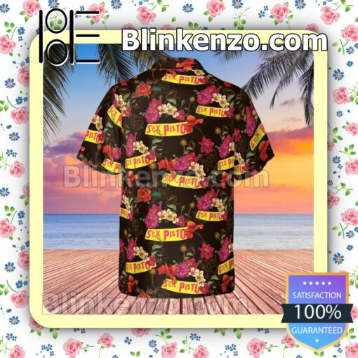 Sex Pistols Rock Band Floral Pattern Summer Hawaiian Shirt, Mens Shorts a