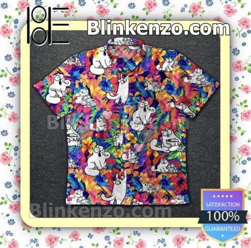 Simon's Cat Colorful Flower Summer Shirt