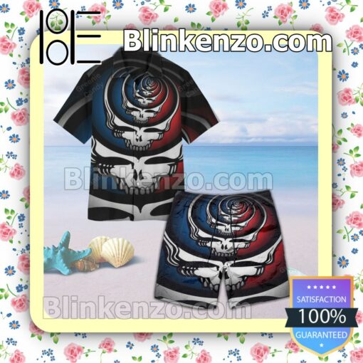 Simple Repeated Grateful Dead Unisex Summer Hawaiian Shirt, Mens Shorts