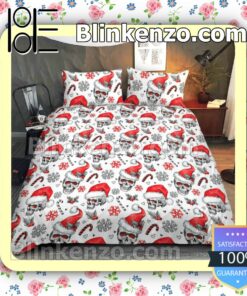 Skull Christmas White Queen King Quilt Blanket Set a