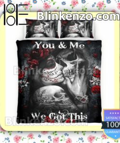 Skull Kiss Girl Diamond Painting You And Me We Got This Queen King Quilt Blanket Set