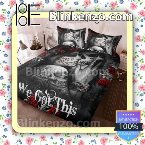 Skull Kiss Girl Diamond Painting You And Me We Got This Queen King Quilt Blanket Set c