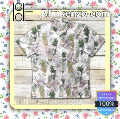 Skull Pineapple Pinkish White Summer Shirt