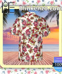 Slayer Band Floral Pattern White Summer Hawaiian Shirt, Mens Shorts a