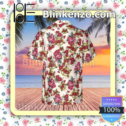 Slayer Band Floral Pattern White Summer Hawaiian Shirt, Mens Shorts a