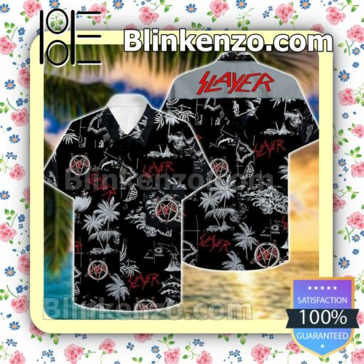 Slayer Band White Pattern Black Summer Shirts