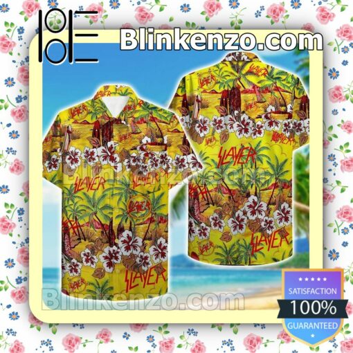 Slayer Tropical Flowers Yellow Summer Shirts