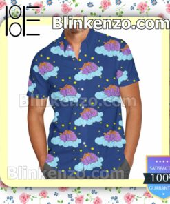 Sleepy Figment Disney Epcot Inspired Summer Hawaiian Shirt, Mens Shorts