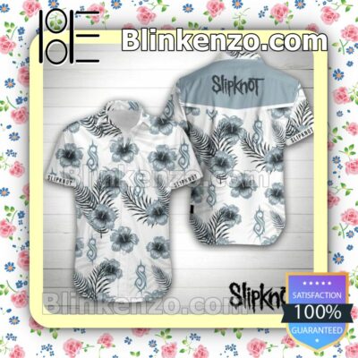 Slipknot Cadet Gray Hibiscus White Summer Shirt