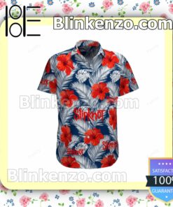 Slipknot Hibiscus And Palm Leaves Blue Summer Shirts