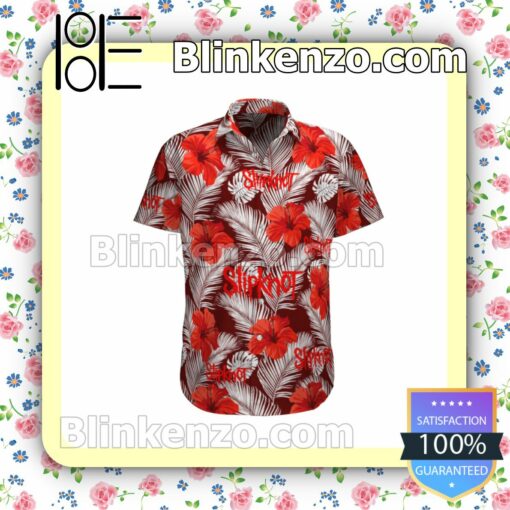 Slipknot Hibiscus And Palm Leaves Red Summer Shirts
