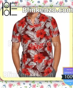 Slipknot Hibiscus And Palm Leaves Red Summer Shirts a