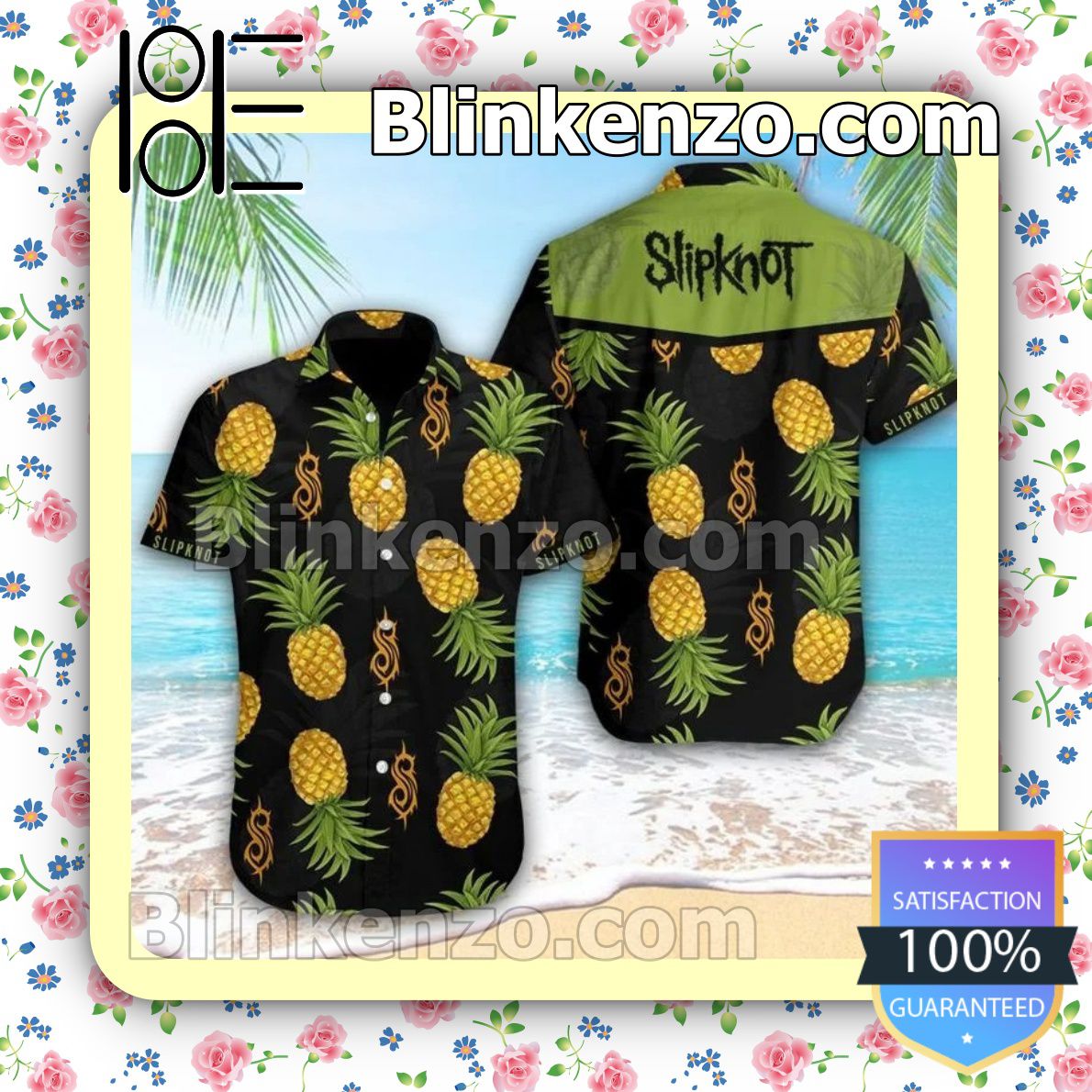 Slipknot Pineapple Black Summer Hawaiian Shirt, Mens Shorts