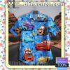 Smile Cars With Plane Full Print Blue Button-down Shirts